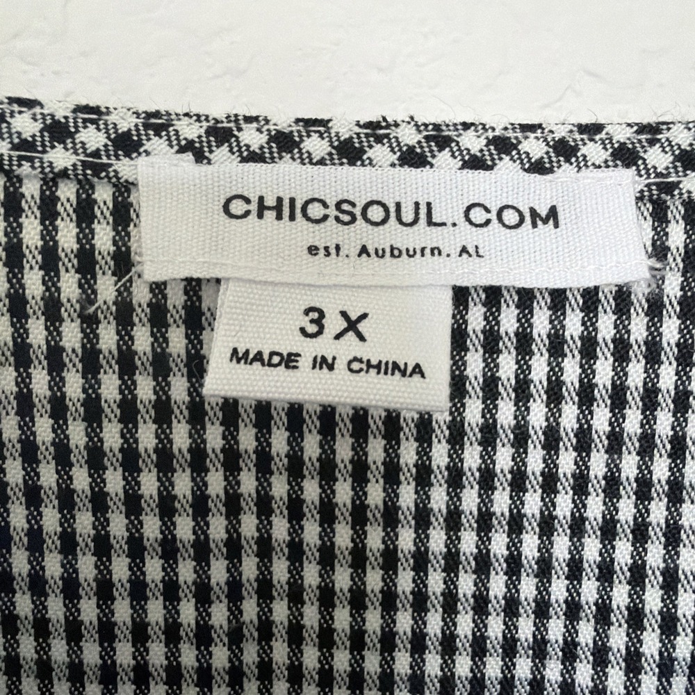 Chic Soul Women's Plus Take It Easy Now Top Black Gingham Sz 3X - Picture 5 of 7